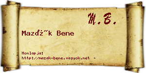 Mazák Bene névjegykártya